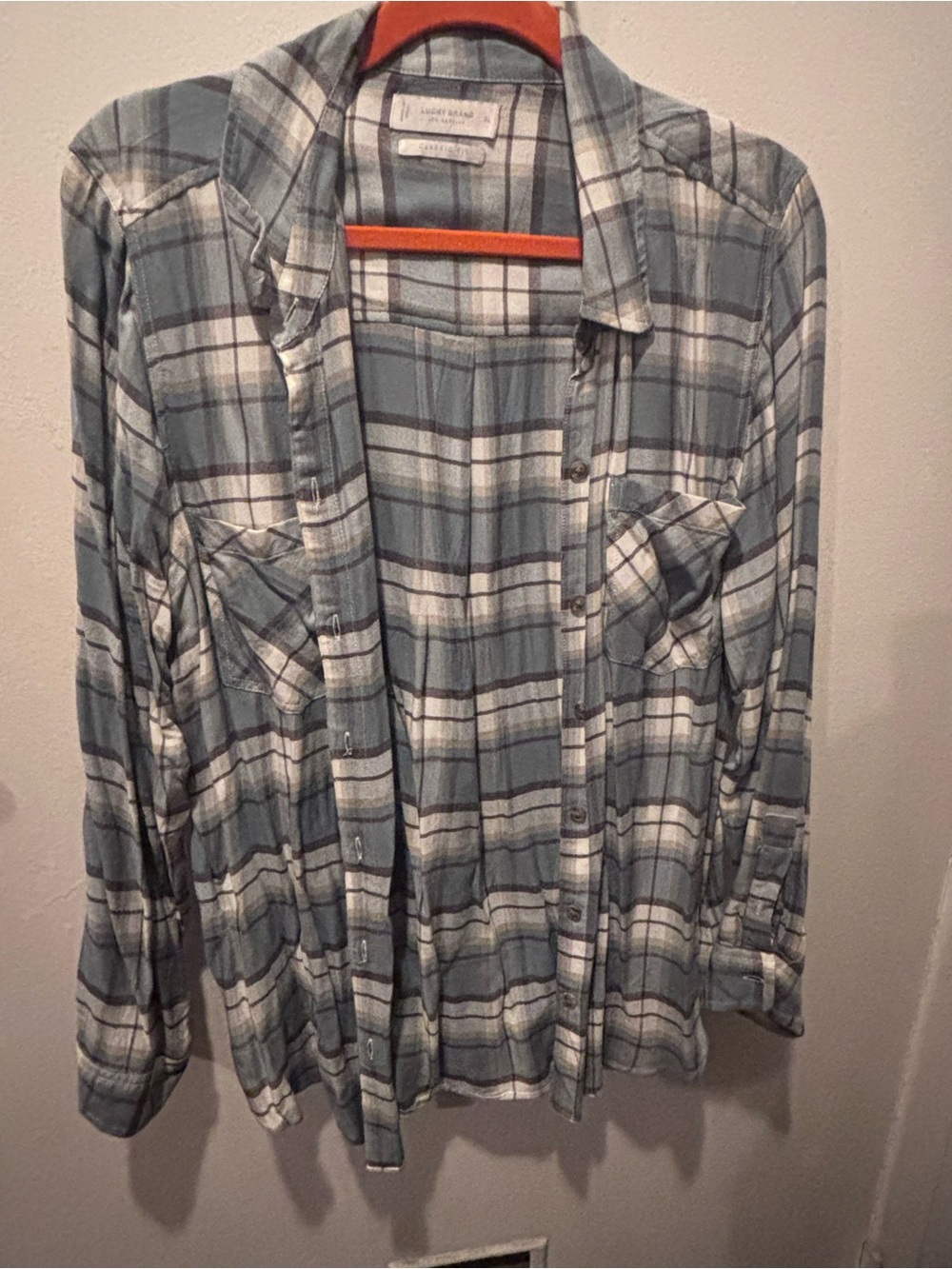Lucky Brand Light Blue Plaid Button-Up Shirt Jacket - Women